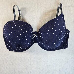 Cacique Lane Bryant Lightly Lined T-Shirt Bra 38DDD Polka Dot Blue & White